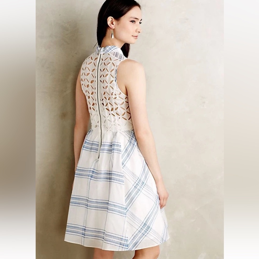 Moulinette Soeurs Anthropologie Seapane Dress Size 8 NWT Plaid Organza - Picture 3 of 13